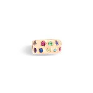 Iconica Large Ring - Rose Gold 18kt, Red Tourmaline, Treated Orange Sapphire, Blue Sapphire, Spinel, Tanzanita, Ruby
