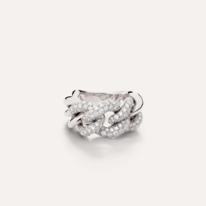 Anello Catene - Oro Bianco 18kt, Diamante